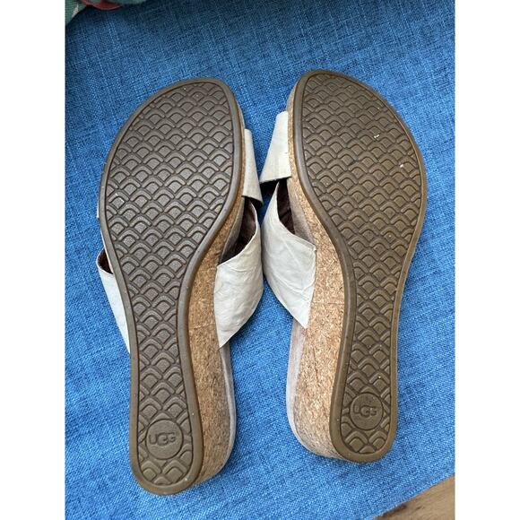 UGG Womens Lyra Leather Sandals Womens Cork Wedge 1009854 Size 11 - Picture 3 of 5